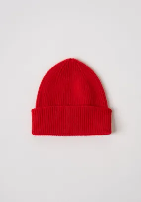 Ribbed Beanie in Crimson