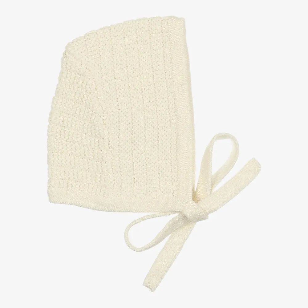 Ribbed Knit Bonnet - Cream