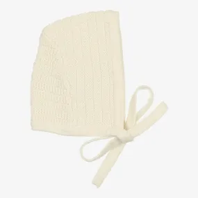 Ribbed Knit Bonnet - Cream