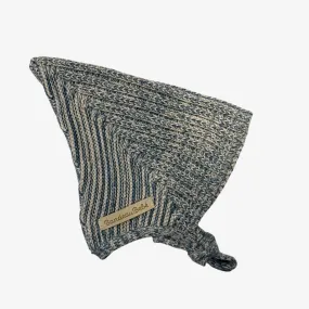 RIBBED KNIT BONNET - Marled Blue