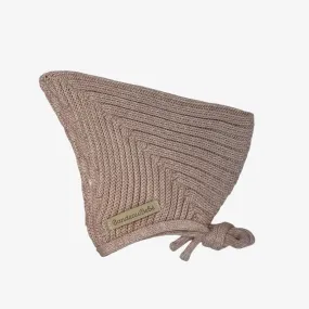 RIBBED KNIT BONNET - Marled Pink