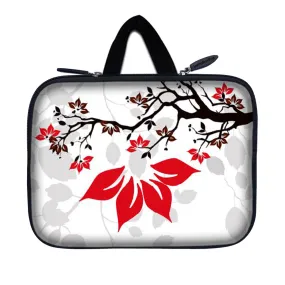 Tablet Sleeve Carrying Case w/ Hidden Handle – White Grey Branches Floral