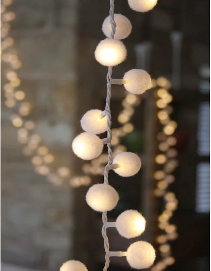 White Pom Pom Fairy Lights