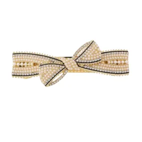 Yellow Chimes Hair Clips for Women Girls Barrette Hair Clips for Women Hair Accessories for Women Bow Clips for Women White Pearl French Barrette Hair Clips for Women and Girls Gift For Women & Girls