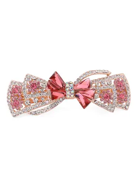 Yellow Chimes Hair Clips for Women Girls Barrette Hair Clips for Women Hair Accessories for Women Bow Shaped Clips for Women Red Crystal French Barrette Hair Clips for Women and Girls Gifts